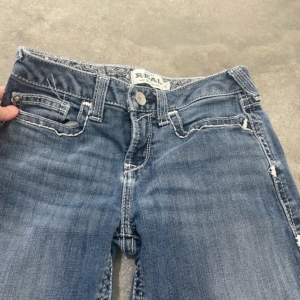 Ariat Girls Straight Leg Blue Jeans - Picture 2 of 7